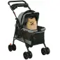 Cochecito para Perros Plegable de 4 Ruedas de EVA Giratorio y Freno Ventanas de Malla Cojín Lavable Portavasos Gris
