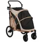 Carrito para Perros Plegable hasta 20 kg con Ruedas Grandes Suspensión y Freno Ventanas de Malla Cojín Marrón Claro