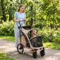 Carrito para Perros Plegable hasta 20 kg con Ruedas Grandes Suspensión y Freno Ventanas de Malla Cojín Marrón Claro