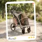 Carrito para Perros Plegable hasta 20 kg con Ruedas Grandes Suspensión y Freno Ventanas de Malla Cojín Marrón Claro