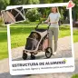 Carrito para Perros Plegable hasta 20 kg con Ruedas Grandes Suspensión y Freno Ventanas de Malla Cojín Marrón Claro