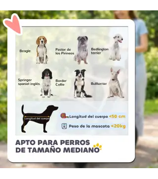 Carrito para Perros Plegable hasta 20 kg con Ruedas Grandes Suspensión y Freno Ventanas de Malla Cojín Marrón Claro