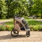 Carrito para Perros Plegable hasta 20 kg con Ruedas Grandes Suspensión y Freno Ventanas de Malla Cojín Marrón Claro