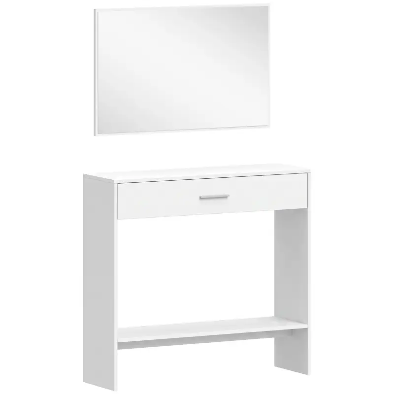 Recibidor de Entrada con Espejo Cajón y Estante Mueble de Recibidor para Pasillo 91,5x27,9x85,5 cm Blanco Recibidor de Entrada con Espejo Cajón y Estante Mueble de Recibidor para Pasillo 91,5x27,9x85,5 cm Blanco