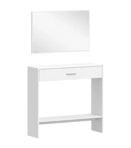 Recibidor de Entrada con Espejo Cajón y Estante Mueble de Recibidor para Pasillo 91,5x27,9x85,5 cm Blanco