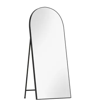 Espejo de Cuerpo Entero 180x80 cm Marco de Aluminio Independiente Apoyado y de Pared Negro