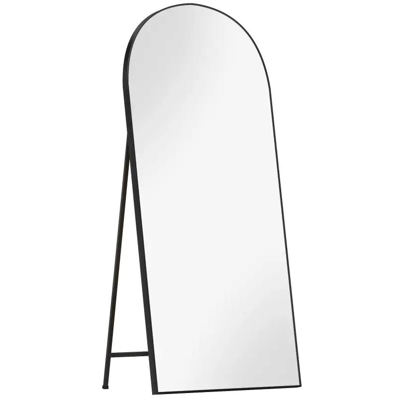 Espejo de Cuerpo Entero 180x80 cm Marco de Aluminio Independiente Apoyado y de Pared Negro