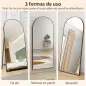 Espejo de Cuerpo Entero 180x80 cm Marco de Aluminio Independiente Apoyado y de Pared Negro