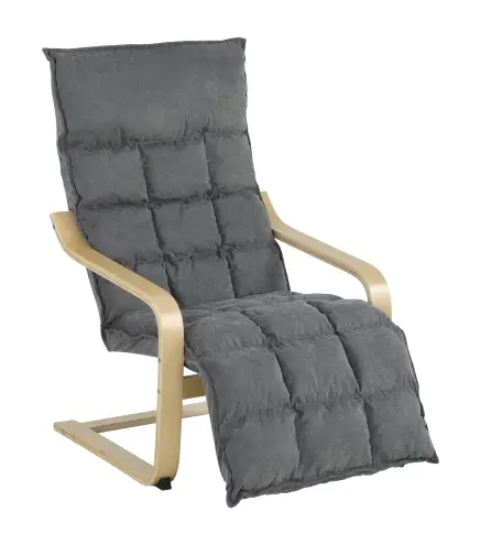 Butaca de Salón Tapizada en Lino con Reposapiés con Balanceo Suave Respaldo Alto Asiento Amplio Gris