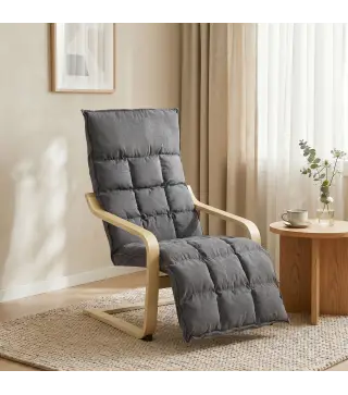 Butaca de Salón Tapizada en Lino con Reposapiés con Balanceo Suave Respaldo Alto Asiento Amplio Gris