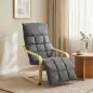 Butaca de Salón Tapizada en Lino con Reposapiés con Balanceo Suave Respaldo Alto Asiento Amplio Gris