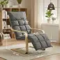 Butaca de Salón Tapizada en Lino con Reposapiés con Balanceo Suave Respaldo Alto Asiento Amplio Gris