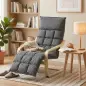 Butaca de Salón Tapizada en Lino con Reposapiés con Balanceo Suave Respaldo Alto Asiento Amplio Gris