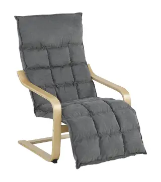 Butaca de Salón Tapizada en Lino con Reposapiés con Balanceo Suave Respaldo Alto Asiento Amplio Gris