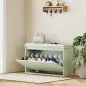 Banco Zapatero con Asiento Acolchado Cajón Abatible Estante Ajustable para Entrada Dormitorio 80x26x47,5 cm Verde Claro
