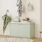 Banco Zapatero con Asiento Acolchado Cajón Abatible Estante Ajustable para Entrada Dormitorio 80x26x47,5 cm Verde Claro