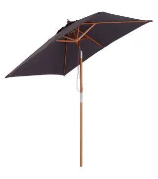 Sombrilla de Jardín Rectangular 200x150x235 cm Inclinable con Anti-UV y Poste de Madera para Terraza Patio Gris Oscuro