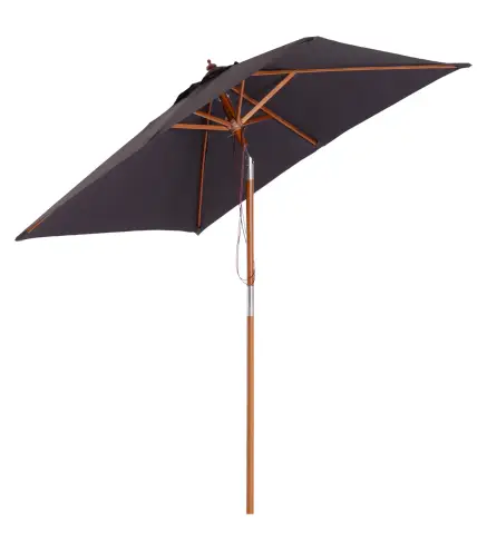 Sombrilla de Jardín Rectangular 200x150x235 cm Inclinable con Anti-UV y Poste de Madera para Terraza Patio Gris Oscuro