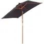 Sombrilla de Jardín Rectangular 200x150x235 cm Inclinable con Anti-UV y Poste de Madera para Terraza Patio Gris Oscuro