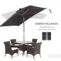 Sombrilla de Jardín Rectangular 200x150x235 cm Inclinable con Anti-UV y Poste de Madera para Terraza Patio Gris Oscuro