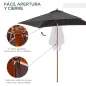 Sombrilla de Jardín Rectangular 200x150x235 cm Inclinable con Anti-UV y Poste de Madera para Terraza Patio Gris Oscuro