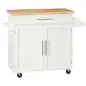 Isla de Cocina con Ruedas con Cajón 2 Puertas Especiero Barra para Paños y Estante Ajustable 109x40x89 cm Blanco Isla de Cocina con Ruedas con Cajón 2 Puertas Especiero Barra para Paños y Estante Ajustable 109x40x89 cm Blanco