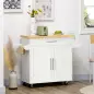 Isla de Cocina con Ruedas con Cajón 2 Puertas Especiero Barra para Paños y Estante Ajustable 109x40x89 cm Blanco Isla de Cocina con Ruedas con Cajón 2 Puertas Especiero Barra para Paños y Estante Ajustable 109x40x89 cm Blanco
