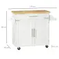 Isla de Cocina con Ruedas con Cajón 2 Puertas Especiero Barra para Paños y Estante Ajustable 109x40x89 cm Blanco Isla de Cocina con Ruedas con Cajón 2 Puertas Especiero Barra para Paños y Estante Ajustable 109x40x89 cm Blanco