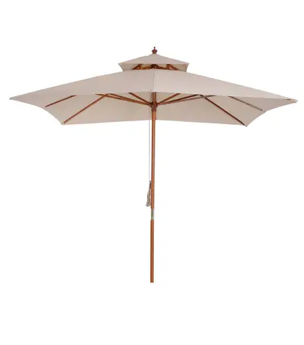 Sombrilla de Jardín 3x3x3 m con Doble Techo Sistema de Polea Impermeable para Terraza Balcón Exterior Beige