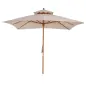 Sombrilla de Jardín 3x3x3 m con Doble Techo Sistema de Polea Impermeable para Terraza Balcón Exterior Beige