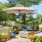 Sombrilla de Jardín 3x3x3 m con Doble Techo Sistema de Polea Impermeable para Terraza Balcón Exterior Beige