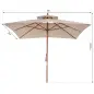 Sombrilla de Jardín 3x3x3 m con Doble Techo Sistema de Polea Impermeable para Terraza Balcón Exterior Beige