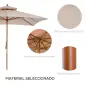 Sombrilla de Jardín 3x3x3 m con Doble Techo Sistema de Polea Impermeable para Terraza Balcón Exterior Beige