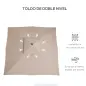 Sombrilla de Jardín 3x3x3 m con Doble Techo Sistema de Polea Impermeable para Terraza Balcón Exterior Beige