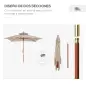 Sombrilla de Jardín 3x3x3 m con Doble Techo Sistema de Polea Impermeable para Terraza Balcón Exterior Beige