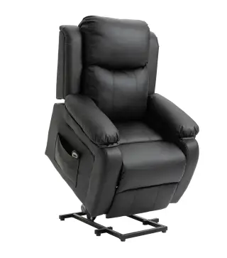 Sillón Relax Levanta Personas Sillón Elevador con Control Remoto Reclinación Eléctrica 160° Reposapiés 76x90x105cm Negro