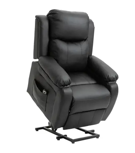Sillón Relax Levanta Personas Sillón Elevador con Control Remoto Reclinación Eléctrica 160° Reposapiés 76x90x105cm Negro