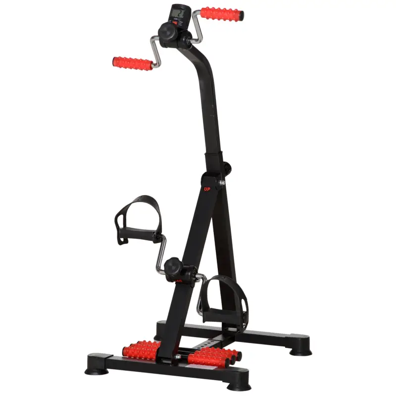 Pedales Estáticos Personas Mayores de Piernas y Brazos Altura Ajustable 75-97 cm Pantalla LCD y Rodillo Masajeador