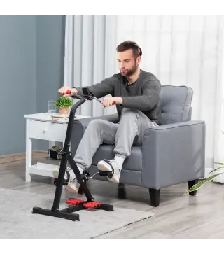 Pedales Estáticos Personas Mayores de Piernas y Brazos Altura Ajustable 75-97 cm Pantalla LCD y Rodillo Masajeador