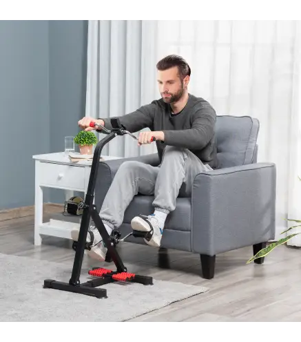 Pedales Estáticos Personas Mayores de Piernas y Brazos Altura Ajustable 75-97 cm Pantalla LCD y Rodillo Masajeador