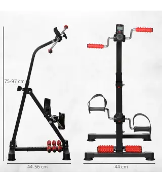 Pedales Estáticos Personas Mayores de Piernas y Brazos Altura Ajustable 75-97 cm Pantalla LCD y Rodillo Masajeador