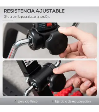 Pedales Estáticos Personas Mayores de Piernas y Brazos Altura Ajustable 75-97 cm Pantalla LCD y Rodillo Masajeador