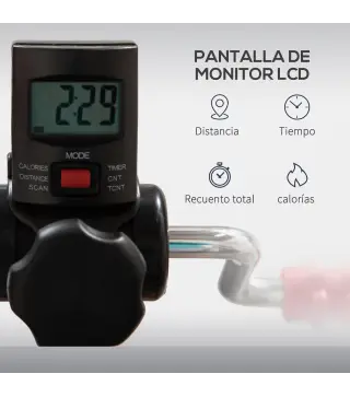 Pedales Estáticos Personas Mayores de Piernas y Brazos Altura Ajustable 75-97 cm Pantalla LCD y Rodillo Masajeador