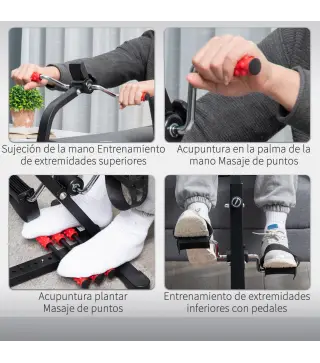 Pedales Estáticos Personas Mayores de Piernas y Brazos Altura Ajustable 75-97 cm Pantalla LCD y Rodillo Masajeador