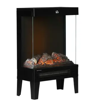 Chimenea Eléctrica 1000W/2000W Calentador de Chimenea con Llama LED Ajustable hasta 15-20 m² 40,5x20x62 cm Negro