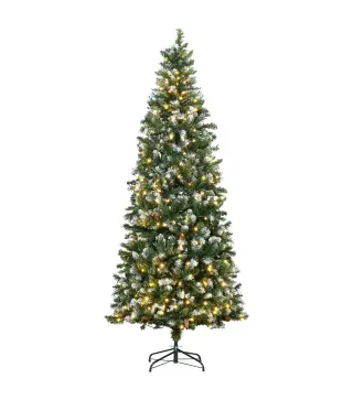 Árbol de Navidad Artificial con Luces LED Altura 230 cm con 1051 Ramas 45 Piñas Apertura Automática Base Plegable