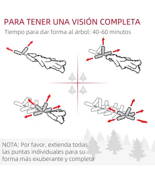 Árbol de Navidad Artificial con Luces LED Altura 230 cm con 1051 Ramas 45 Piñas Apertura Automática Base Plegable