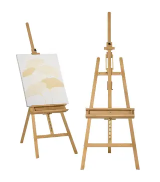 Caballete de pintura plegable en haya con altura y ángulo ajustables 65x110x180-235 cm Madera Natural