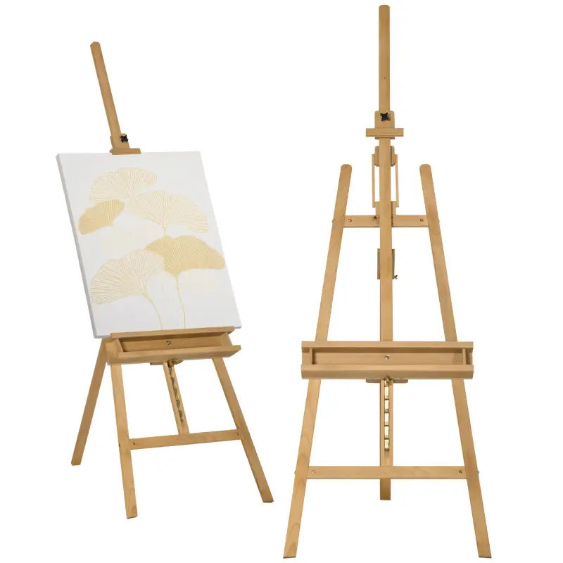 Caballete de pintura plegable en haya con altura y ángulo ajustables 65x110x180-235 cm Madera Natural Caballete de pintura plegable en haya con altura y ángulo ajustables 65x110x180-235 cm Madera Natural