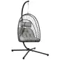 Silla Colgante Plegable con Soporte y 2 Cojines Carga 100 kg para Interior y Exterior en Acabado de Ratán PE Gris Oscuro Silla Colgante Plegable con Soporte y 2 Cojines Carga 100 kg para Interior y Exterior en Acabado de Ratán PE Gris Oscuro
